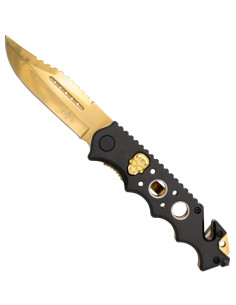 Drittes taktisches Messer mit Totenkopf-Design, Gold...