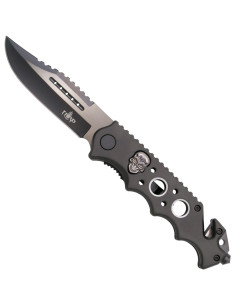 Tredje sortfarvet kranie taktisk kniv (21,2 cm.)