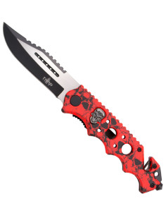 Navaja táctica Third diseño calavera, color rojo (21,2 cm.)