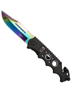 Navaja táctica Third diseño calavera rainbow (21,2 cm.)