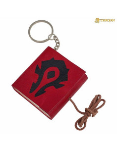 Llavero mini-diario cuero medieval Warcraft en rojo