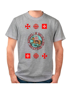 Camiseta gris Caballeros Templarios con Cruces