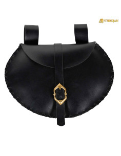 Bolso vikingo-medieval cuero para cinturón en negro