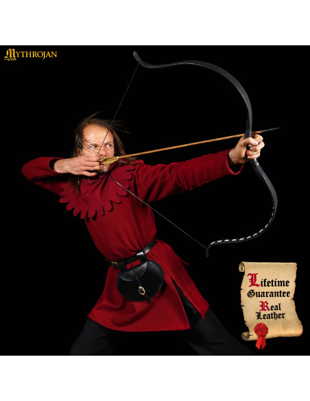 Viking-middeleeuwse leren heuptas in...