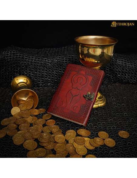 Middelalderlig håndlavet læderdagbog...