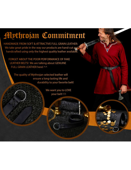 Middeleeuwse zwarte leren riem met ring