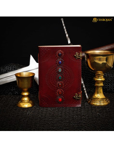 Middelalderlig håndlavet læderjournal Sevenstone model 2