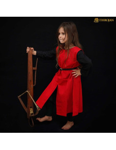 Tabardo medieval guerrero vikingo para niños, color rojo 2