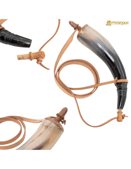 Polvorera medieval de cuerno...