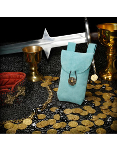 Bolsita limosnera medieval renacentista, azul claro 2