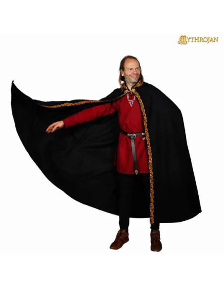 Capa medieval en lana con bordes...