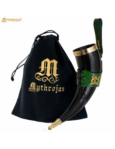 Viking drinkhoorn Lady Elegant groen baldric (350 ml.)