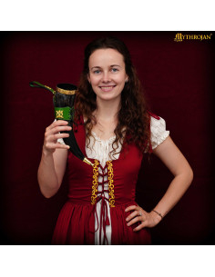 Viking drinkhoorn Lady Elegant groen baldric (350 ml.) 2