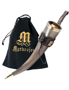 Viking drinkhoorn Lady Elegant bruin baldric (350 ml.)