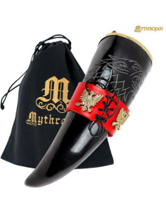 Cuerno vikingo para beber Rey del Norte tahalí rojo (300...