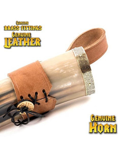 Viking drinkhoorn met bruine baldric (400 ml.) 2