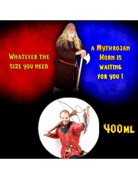 Viking drinkhoorn met bruine baldric...