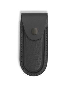 Harde leren hoes in zwart voor messen (15x6 cm.)