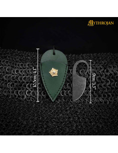 Cuchillo celta forjado a mano funda cuero verde 2