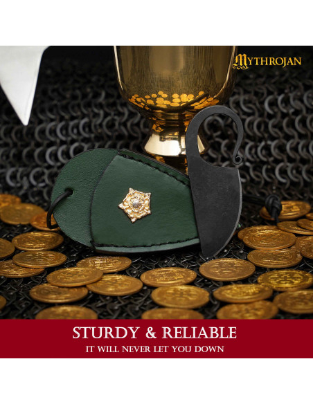 Håndsmedet keltisk kniv med grøn...