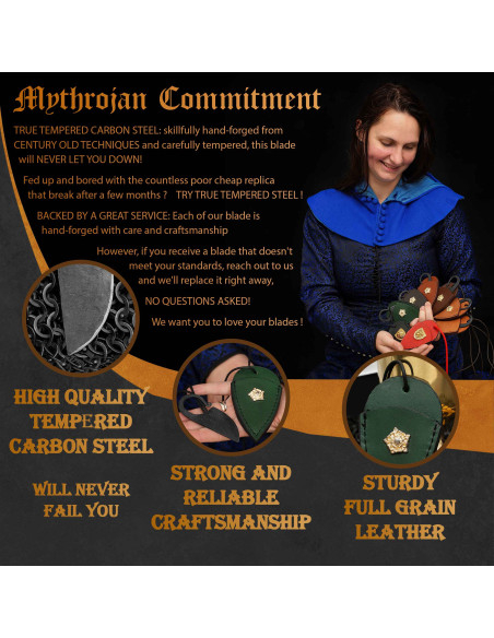 Håndsmedet keltisk kniv med grøn...