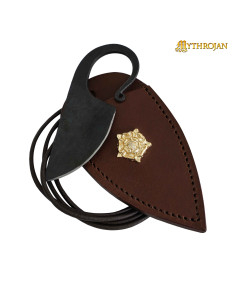 Cuchillo celta forjado a mano funda cuero marrón