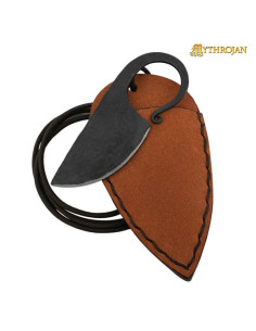 Cuchillo celta forjado a mano funda básica cuero marrón