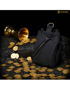 Limosnera con cordón para cinturón, color negro 2