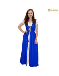 Langes, mittelalterliches keltisches Kleid in blau-natur
