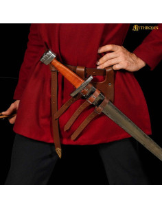 Tahalí medieval cuero para espadas mano derecha, color... 2