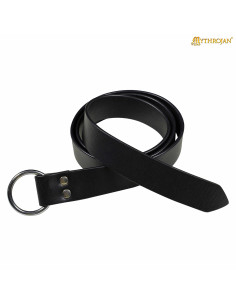 Cinturón vikingo con hebilla redonda, color negro