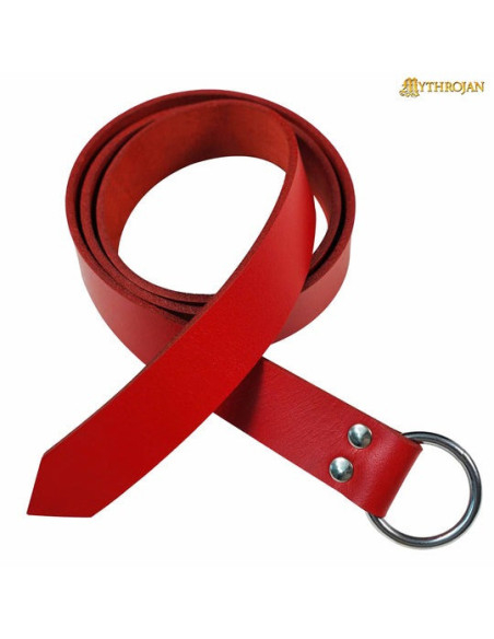 Vikinggordel met ronde gesp, kleur rood