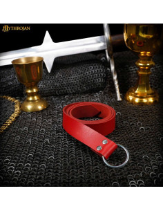 Vikingergürtel mit runder Schnalle, rot 2