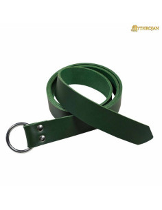 Cinturón vikingo con hebilla redonda, color verde (101 cm.)