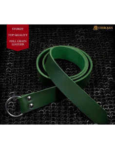 Cinturón vikingo con hebilla redonda, color verde (101 cm.) 2