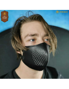 Mascarilla facial en cuero para Cosplay, color negro 2