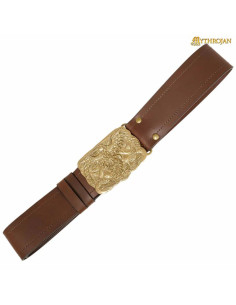 Vikinggordel met eenvoudige riem en messing gesp Raven...