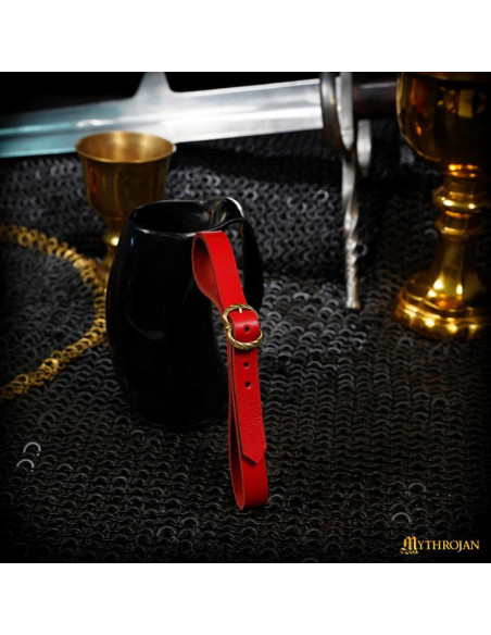 Medieval læder slynge til krus, rød