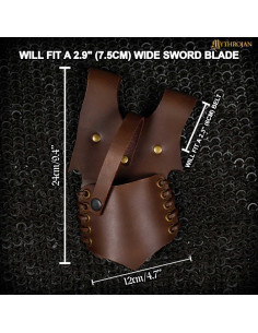 Tahalí medieval cuero para colgar espadas, color marrón 2