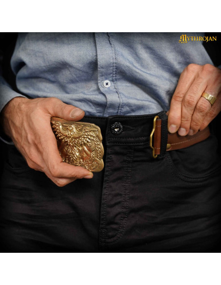 Vikinggesp van messing voor riemen...