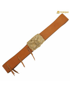 Vintage Wikinger Gürtel mit Messingschnalle und Odin's Rabe