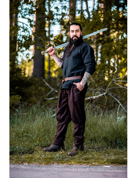 Vikingbroek van bruine wol