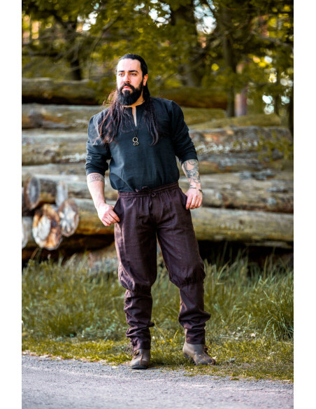 Vikingbroek van bruine wol