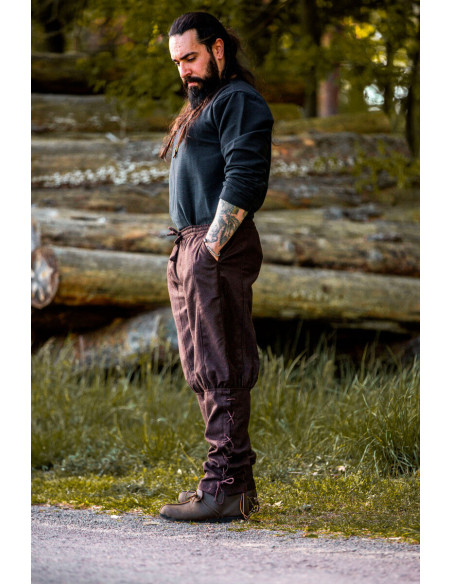 Vikingbroek van bruine wol