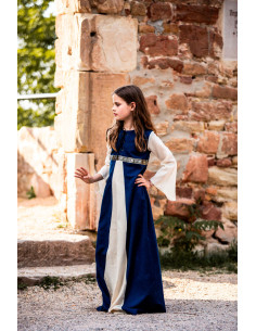 Mittelalterkleid Piccola Donna, zweifarbig blau-weiß