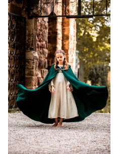 Capa medieval infantil larga modelo Agnes, color verde