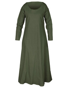 Túnica larga medieval algodón modelo Lenora, color verde