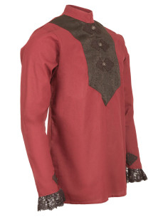 Camisa medieval modelo Viscardi, color burdeos 2