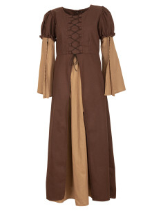 Langes mittelalterliches Kleid Modell Loreley, Farbe Braun