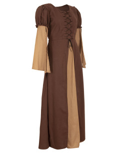 Langes mittelalterliches Kleid Modell Loreley, Farbe Braun 2